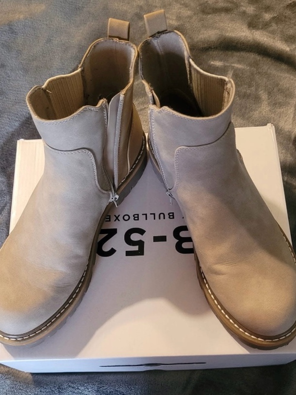 Buckle Taupe Slip-On Ankle Boots